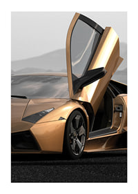 Close-up of golden Lamborghini Reventon with door open-1