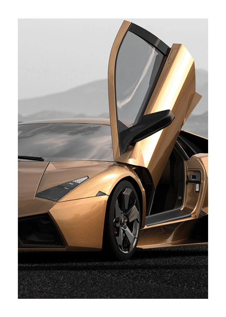 Close-up of golden Lamborghini Reventon with door open-12