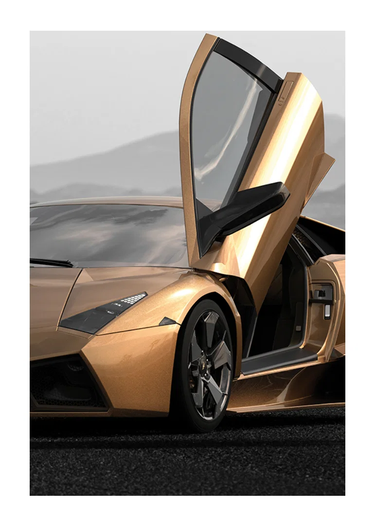 Close-up of golden Lamborghini Reventon with door open-12