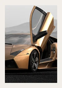 Close-up of golden Lamborghini Reventon with door open-3