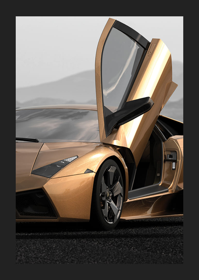 Primer plano de un Lamborghini Reventon dorado con la puerta abierta-12
