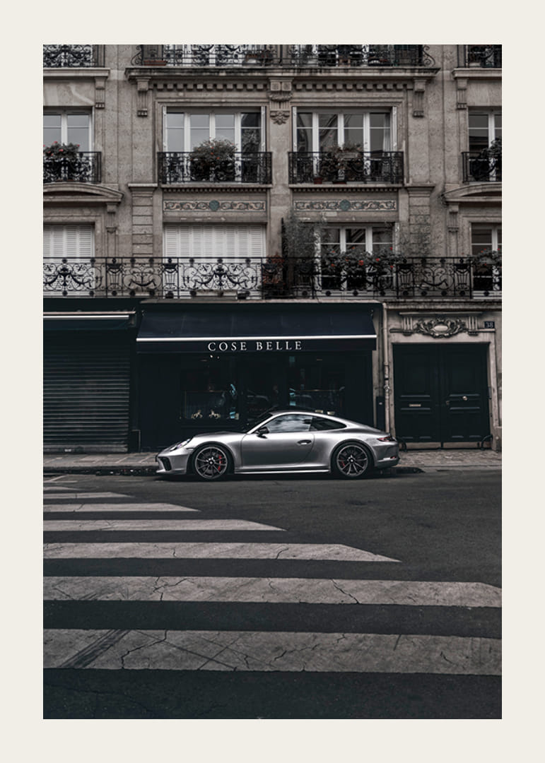 Photographic Porsche 911 GT3 in front of classic facade-12