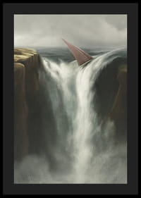 Surrealistyczna ilustracja żaglówki przy dużym wodospadzie-4