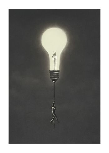 Poster Flying With Light Bulb