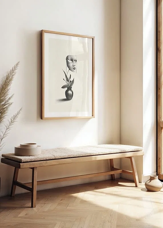 Surreal illustration of worm floating over plant in vase-12