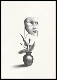 Surrealistyczna ilustracja robaka unoszącego się nad rośliną w wazonie-6