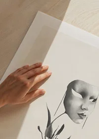 Surreal illustration of worm floating over plant in vase-9