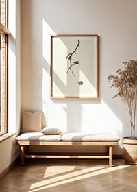 Watercolor of branch with brown autumn leaves against light background-8
