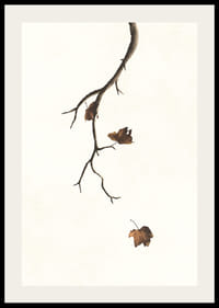 Watercolor of branch with brown autumn leaves against light background-2