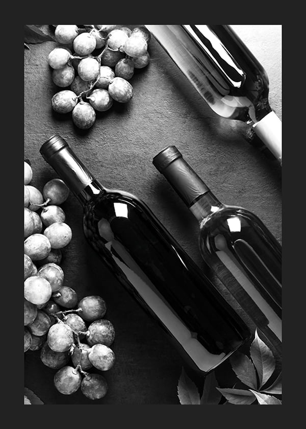 Plakāts Wine Bottles B&W