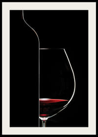 Graphic silhouette of wine bottle and wine glass in black and red-4