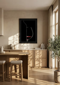 Graphic silhouette of wine bottle and wine glass in black and red-8