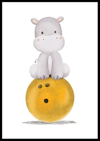 Poster Hippo With Bowling Ball