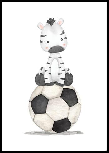 Poster Zebra With Soccer Ball