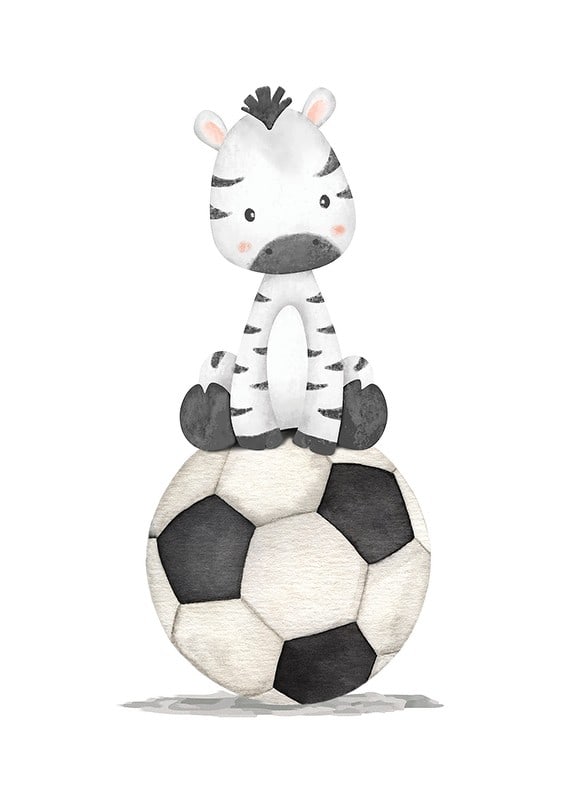 Plakāts Zebra With Soccer Ball