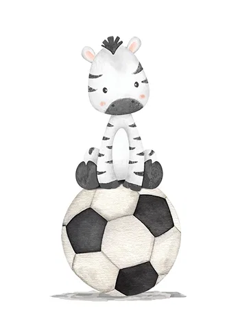 Poster Zebra With Soccer Ball