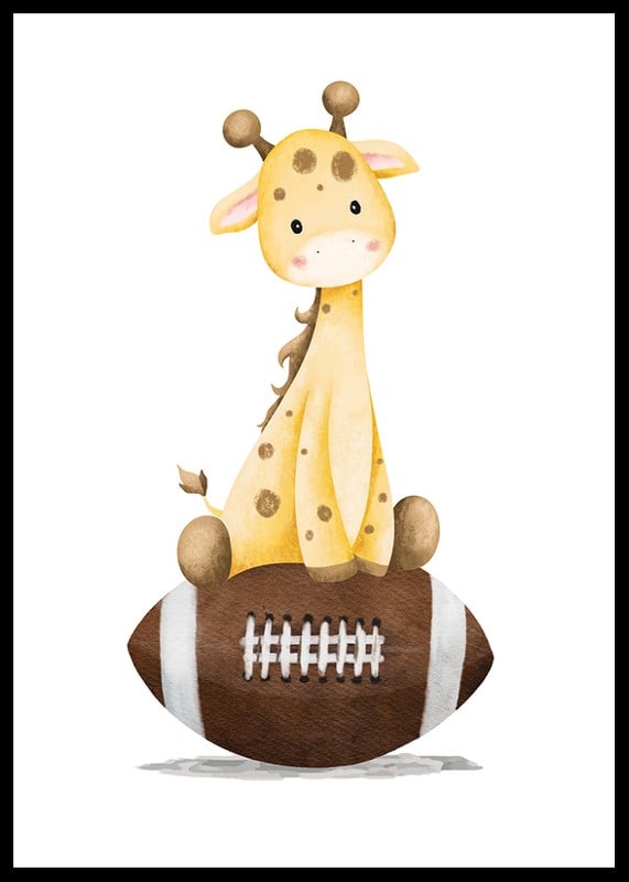 Illustrerad giraffunge som sitter på amerikansk fotboll-12