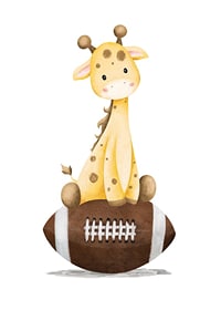 Illustrerad giraffunge som sitter på amerikansk fotboll-1