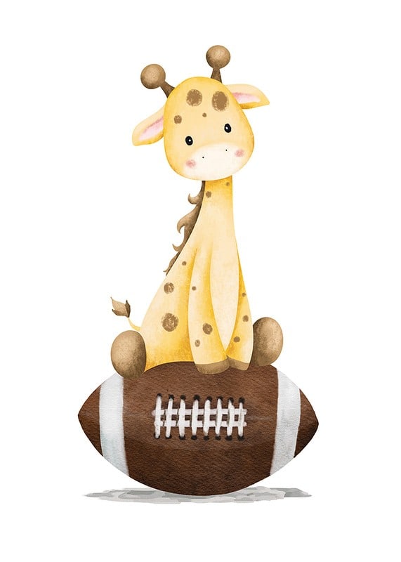 Plakāts Giraffe With American Football