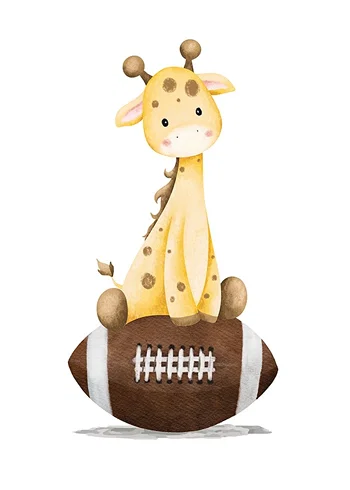 Poster Giraffe With American Football