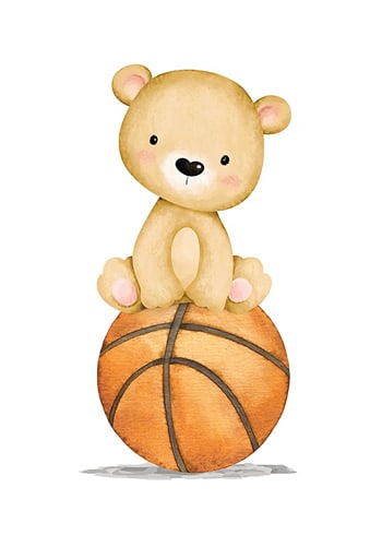 Poster Bear With Basketball