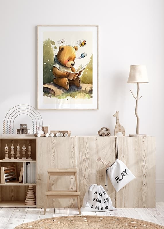 Plakāts Cute Bear Reading crossfade