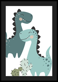 Illustrerade dinosaurier i blå toner med svarta taggar-4