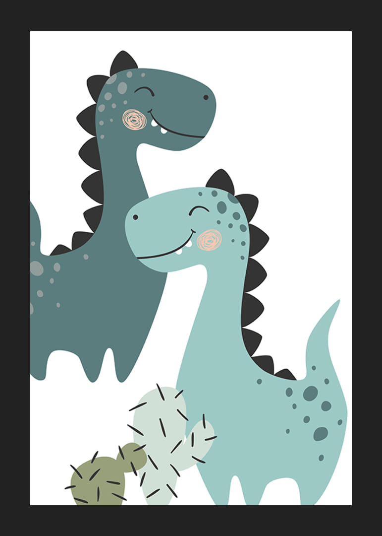 Dinossauros ilustrados em tons de azul com pontas pretas-12