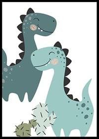 Illustrerade dinosaurier i blå toner med svarta taggar-6
