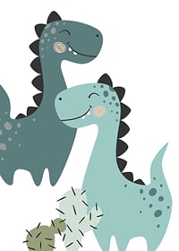 Illustrerade dinosaurier i blå toner med svarta taggar-7
