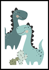 Illustrerade dinosaurier i blå toner med svarta taggar-0