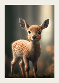 Illustrated deer calf with big eyes against soft background-3