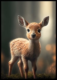 Illustrated deer calf with big eyes against soft background-6