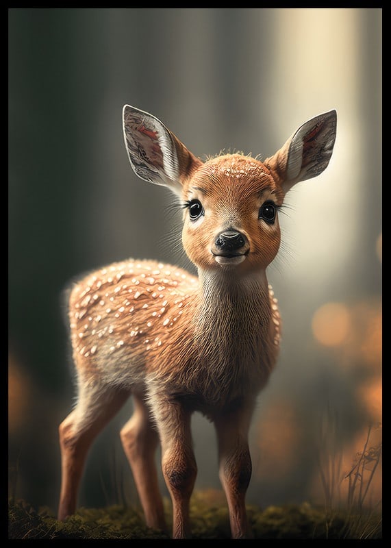 Illustrated deer calf with big eyes against soft background-12