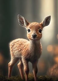 Illustrated deer calf with big eyes against soft background-7