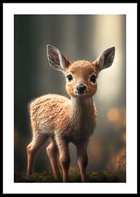 Illustrated deer calf with big eyes against soft background-0