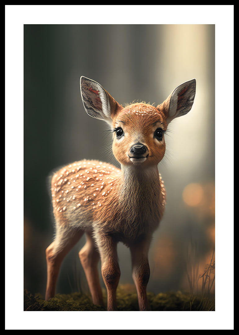 Illustrated deer calf with big eyes against soft background-12