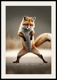 Fox standing upright in dancing pose, blurred background-2