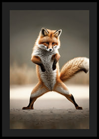 Fox standing upright in dancing pose, blurred background-4