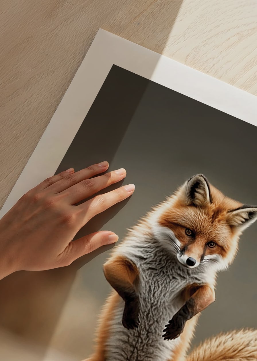 Fox standing upright in dancing pose, blurred background-12