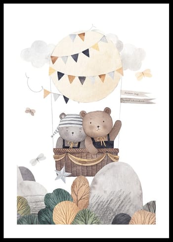 Poster Bear Friends In Hot Air Balloon