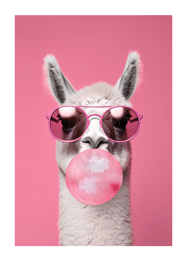 Plakāts Llama With Bubble Gum