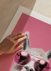 Illustrated llama with pink sunglasses and bubble gum-9