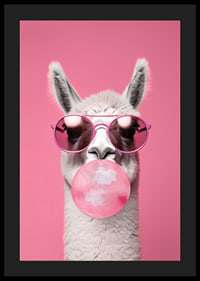 Illustrated llama with pink sunglasses and bubble gum-4