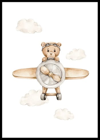 Poster Teddy Bear In Airplane