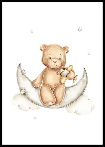 Poster Teddy Bear On The Moon