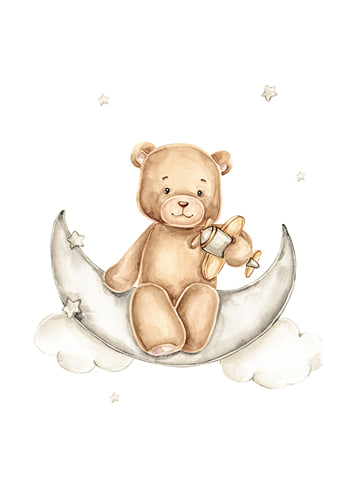 Poster Teddy Bear On The Moon