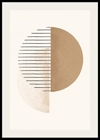 Abstrakt cirkelform i beige och brunt med svarta linjer-2
