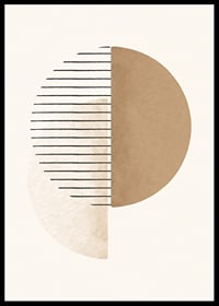 Abstrakt cirkelform i beige och brunt med svarta linjer-6