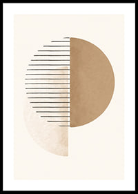 Abstrakt cirkelform i beige och brunt med svarta linjer-0
